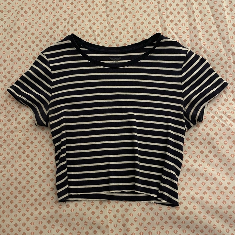 Navy and White Striped Baby Tee